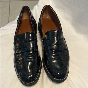 Franco Sarto Black Flats Polished Loafers